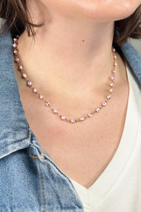 Evil Eye Beaded Necklace - Pink