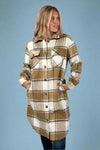 Tan, Cream & Grey Plaid Long Flannel