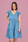 Flutter Sleeve Tencel Dress Denim