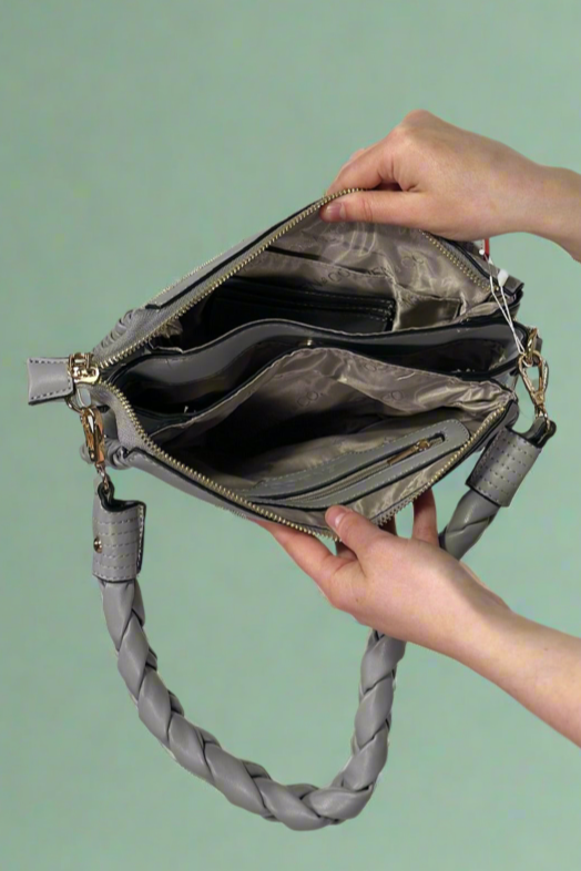 Judith Whipstitch Trim Shoulder Bag - Grey