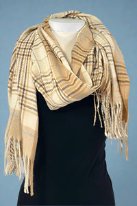 Cozy Plaid Tassel Scarf
