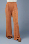 Ribbed Wide Leg Pants - Pumpkin