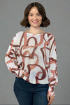 Beige Heart Printed Knitted Sweater
