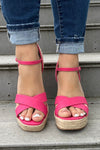 Lorita Cross Strap Wedge - Pink