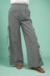 HW Open Tie Leg Pant Black & White Check