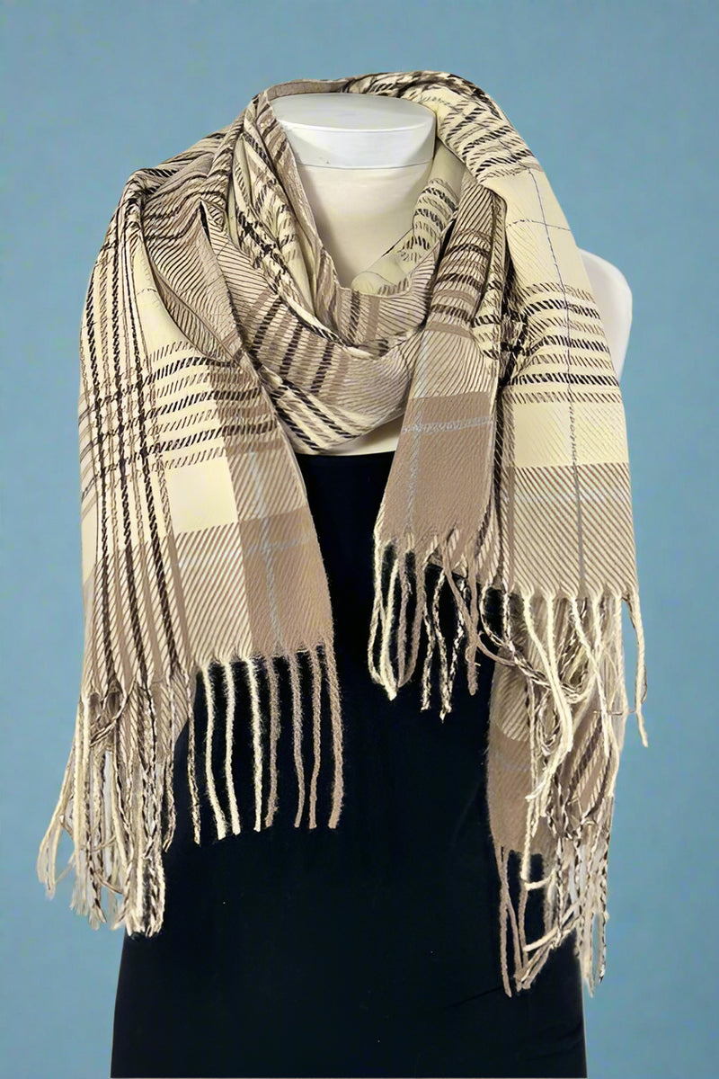Cozy Plaid Tassel Scarf