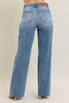 V-Front Raw Hem Baggy Jean - JB145