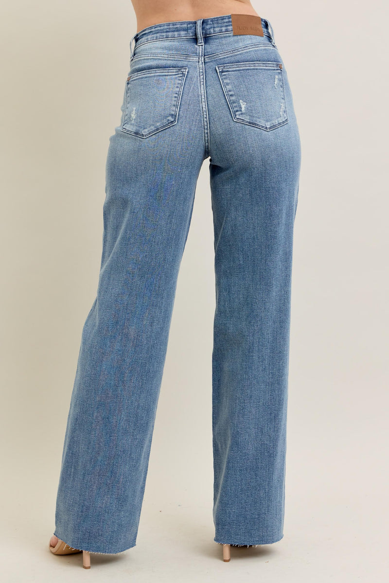 V-Front Raw Hem Baggy Jean - JB145