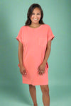 Unwind In Style T Shirt Dress - Coral
