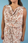 Cowl Neck Tropical Jumpsuit - Ivory