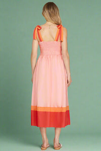 Color Block Tube Midi Dress - Pink