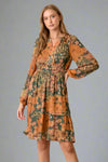 Big Floral Print Midi Dress - Green