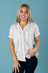 Sydney Shirt Lavender Tan Stripe
