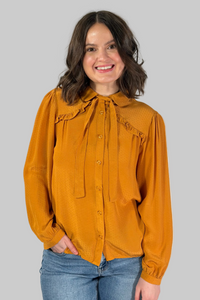 Ruffle Blouse Bow - Gold