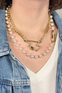 Pearl Chain Alloy Lightning Necklace