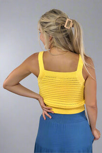 Thick Strap Square Neck Tank - Sunflower
