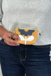 Flower Leather Coin Purse w/Keychain - Yellow