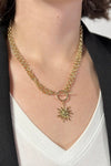 Sun Pendant Chunky Chain Necklace - Gold