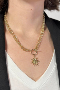 Sun Pendant Chunky Chain Necklace - Gold