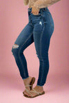 High Rise Distressed Skinny C259
