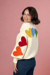 Rainbow Heart Shaped Patch Sweater