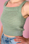 Thick Strap Square Neck Tank - Sage Green