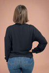 Half Zip Rib Top Black