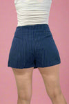 Striped Woven Skort Navy