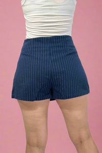 Striped Woven Skort Navy