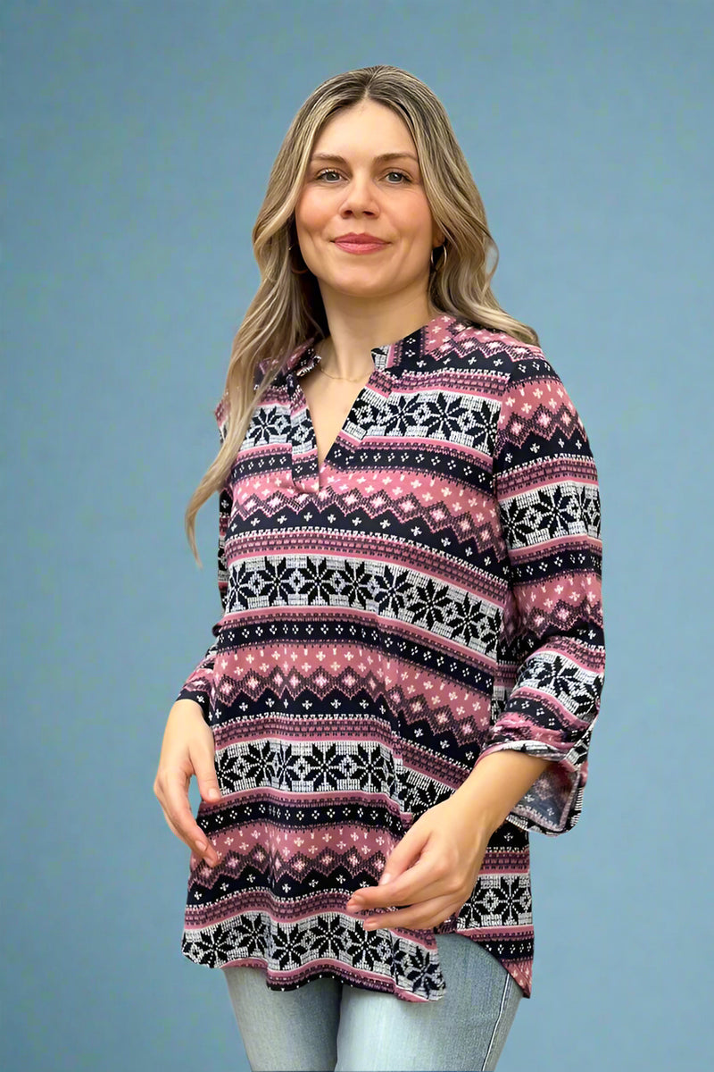 Lizzy Top - Pink Snowflake