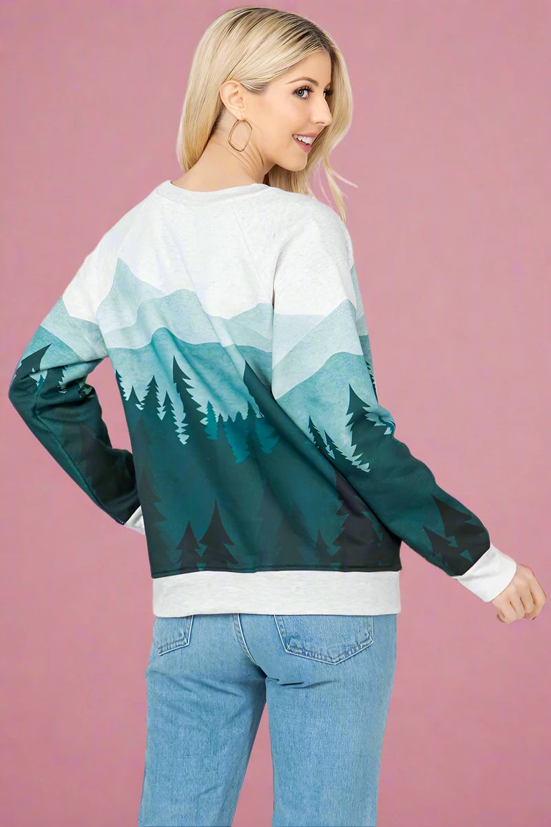 Forest Print Sweatshirt - Green