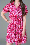Button Down Tiered Dress Pink