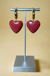 Resin Heart Earrings - Maroon