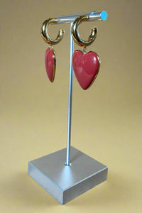 Resin Heart Earrings - Maroon