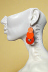 Jen Orange Geometric Circle Earrings