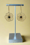 La Naturelle Black Agate Flower Earrings