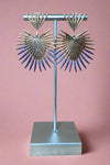 Dipped Gold Palm Leaf Earrings - Grey