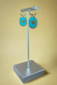 Enamel Heart Huggie Earrings Sage