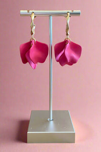 Matte Resin Petal Drop Earring - Pink