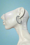 Beaded Brushed Silver Hoops