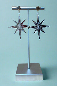 Silver Star Burst Earrings