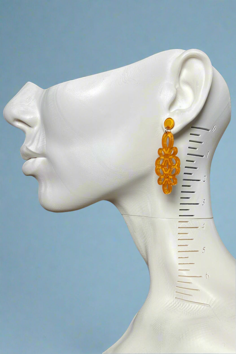 Resin Blooming Flower Drop Earring - Honey