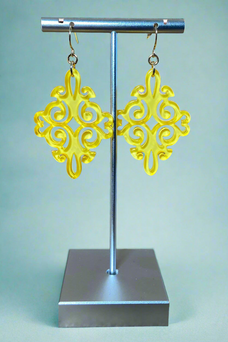 Yellow Drop Statement Earrings