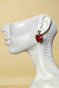 Resin Heart Earrings - Maroon