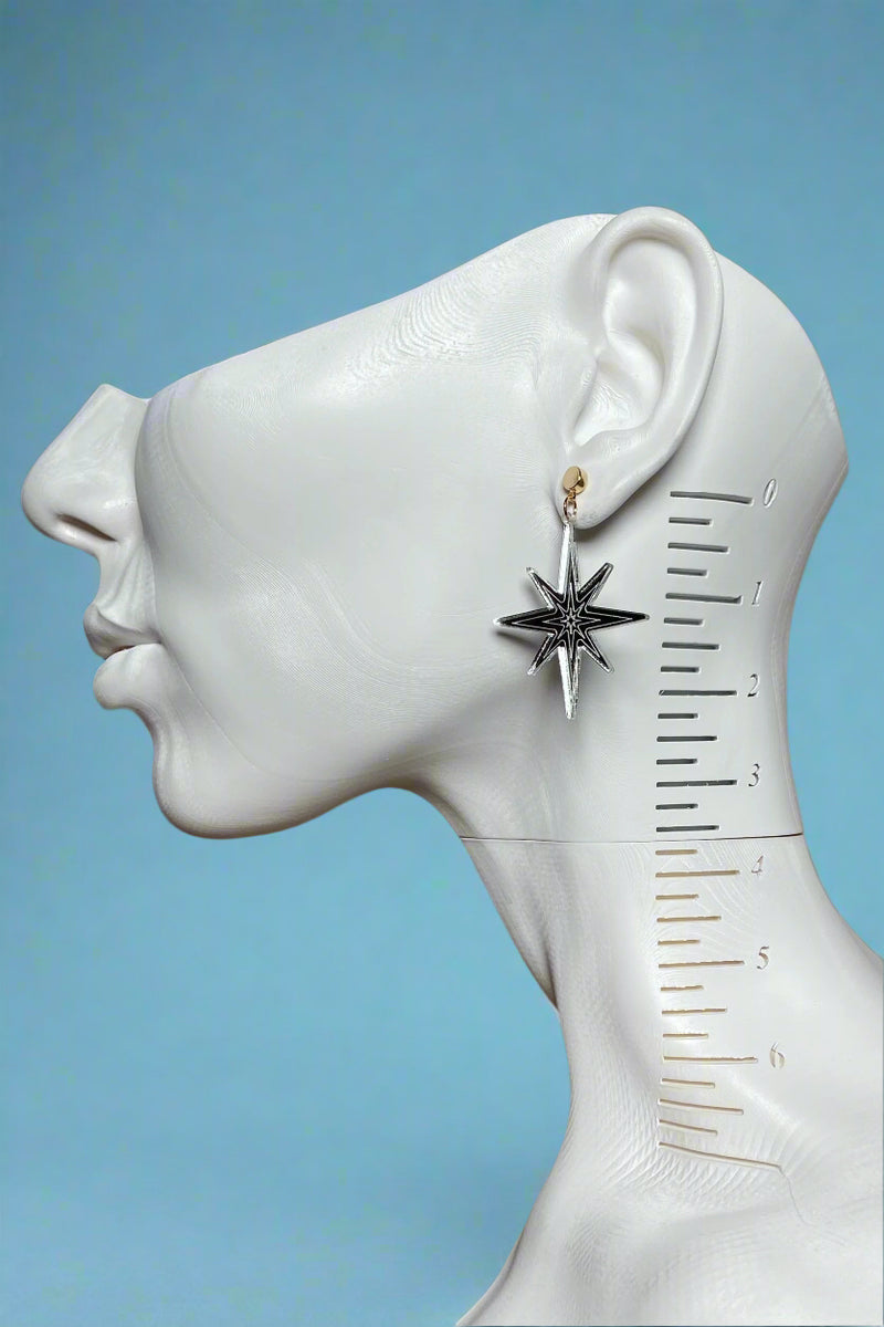 Silver Star Burst Earrings