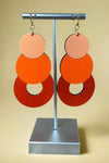 Jen Orange Geometric Circle Earrings