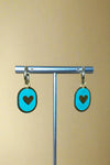Enamel Heart Huggie Earrings Sage