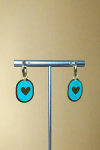Enamel Heart Huggie Earrings Sage