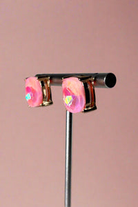 Faceted Glass Stud Earrings - Blush