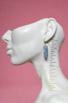 Blue Swedish Floral Rectangle Earrings